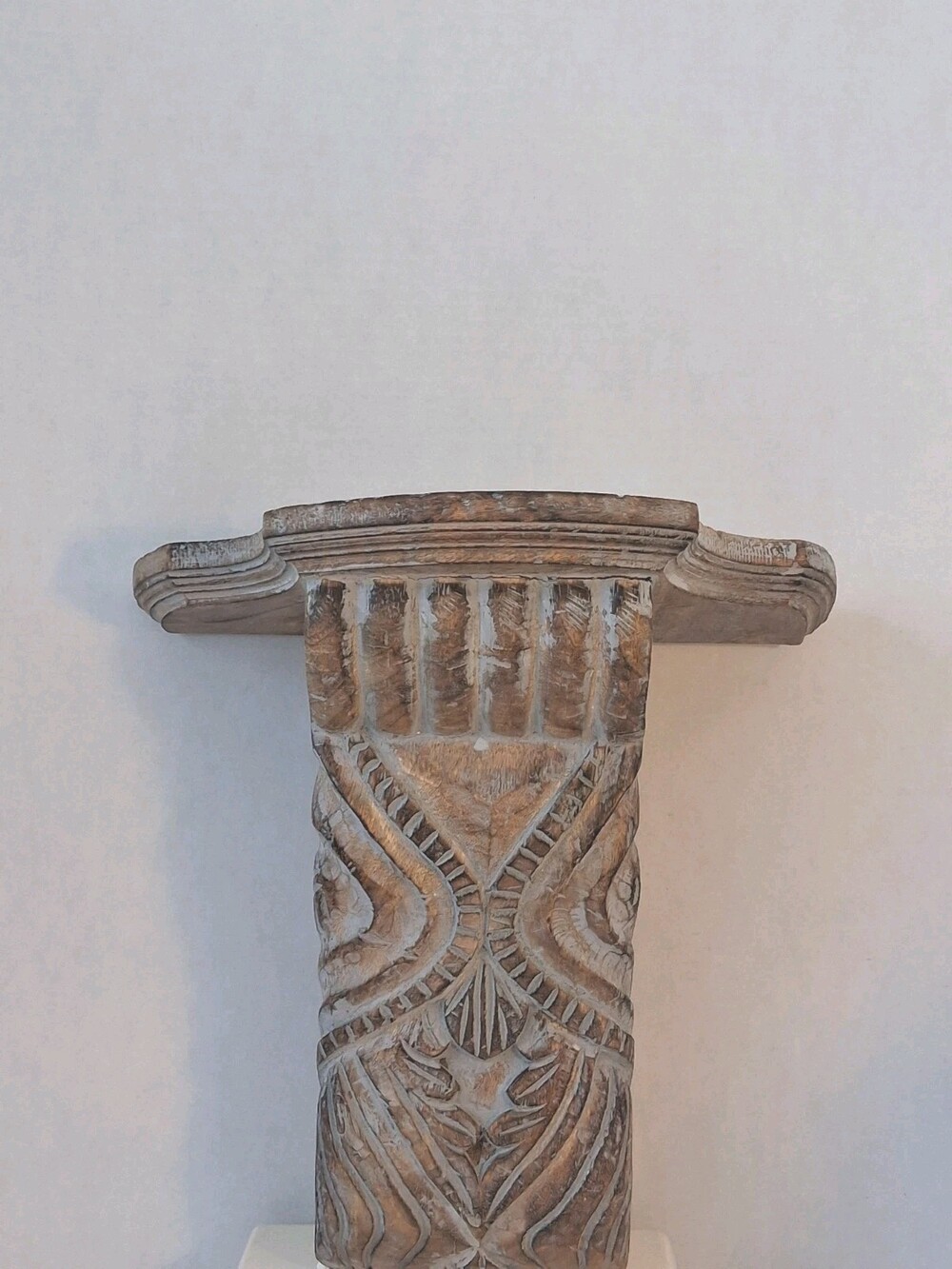 Indian Hand Carved Wood Corbel Wall Bracket Architectural Shelf; 12" NOOB!